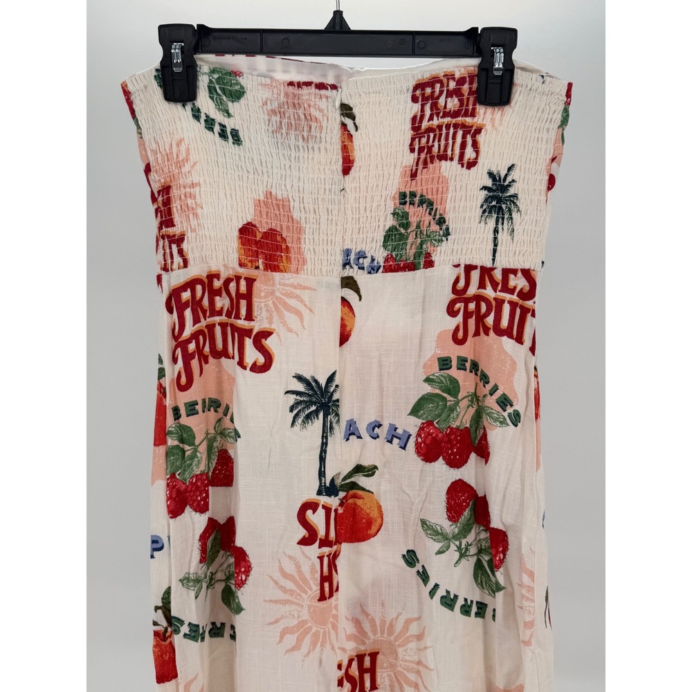 Anthropologie Paper Heart Fresh Fruit Peaches Berry Sleeveless Maxi Dress Large - Picture 4 of 5